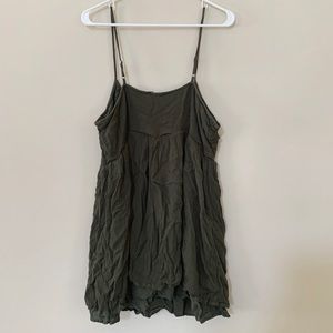 Olive Green Spaghetti Strap Mini Dress